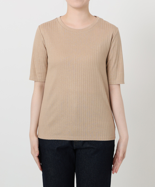 SLOBE IENA（スローブイエナ）の「《汗染み防止/抗菌防臭》リブプルオーバー（Tシャツ/カットソー・レディース・カーキ/ホワイト/ベージュ/ネイビー・FREE）」の10枚目の写真