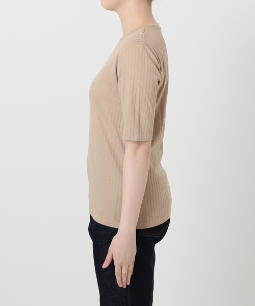 SLOBE IENA（スローブイエナ）の「《汗染み防止/抗菌防臭》リブプルオーバー（Tシャツ/カットソー・レディース・カーキ/ホワイト/ベージュ/ネイビー・FREE）」の11枚目の写真