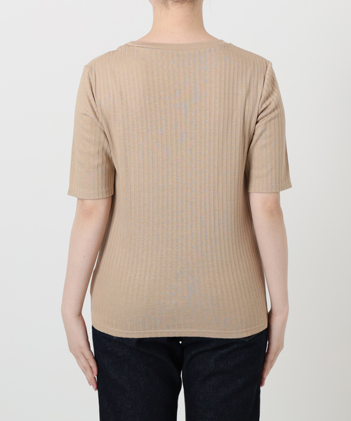 SLOBE IENA（スローブイエナ）の「《汗染み防止/抗菌防臭》リブプルオーバー（Tシャツ/カットソー・レディース・カーキ/ホワイト/ベージュ/ネイビー・FREE）」の12枚目の写真