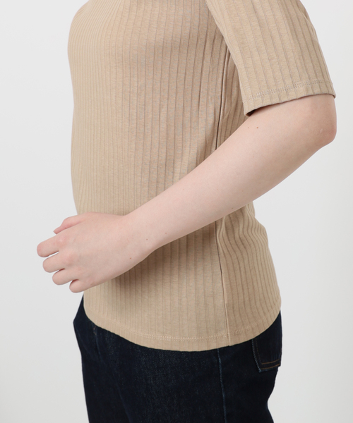 SLOBE IENA（スローブイエナ）の「《汗染み防止/抗菌防臭》リブプルオーバー（Tシャツ/カットソー・レディース・カーキ/ホワイト/ベージュ/ネイビー・FREE）」の15枚目の写真