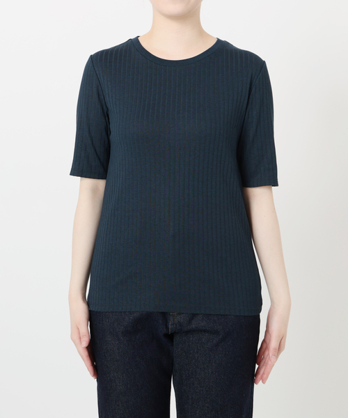 SLOBE IENA（スローブイエナ）の「《汗染み防止/抗菌防臭》リブプルオーバー（Tシャツ/カットソー・レディース・カーキ/ホワイト/ベージュ/ネイビー・FREE）」の22枚目の写真
