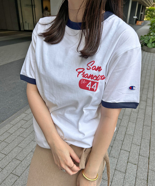 WBCQ　2　嘎琳　ガーリン　応援　Tシャツ　（ホワイト） セール】Champion/チャンピオン リンガーTシャツ C3-B346（T