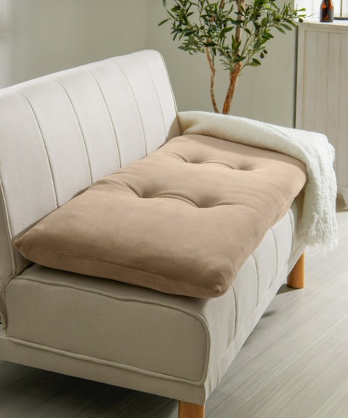 iellio（イエリオ）の「洗える！ふっくらソファーパッド　とろけるマイクロ素材　2人掛け / ロングクッション（クッション/クッションカバー・レディース・チャコールグレー/ブルーグレー/スモークピンク/カーキオリーブ/ブラウン/ベージュ・FREE）」の4枚目の写真