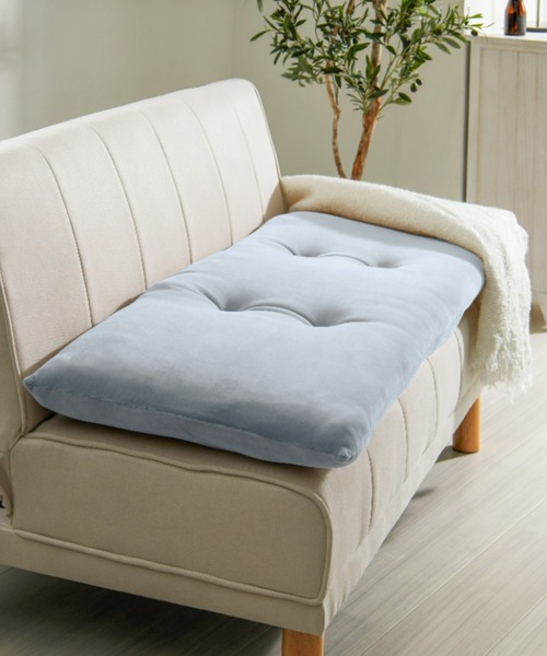 iellio（イエリオ）の「洗える！ふっくらソファーパッド　とろけるマイクロ素材　2人掛け / ロングクッション（クッション/クッションカバー・レディース・チャコールグレー/ブルーグレー/スモークピンク/カーキオリーブ/ブラウン/ベージュ・FREE）」の2枚目の写真