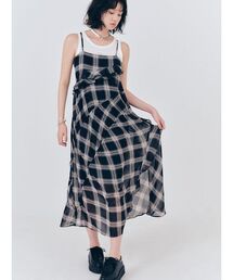 FURFUR チェック柄 ロングドレス ワンピース FURFUR（ファーファー）の「フラワー刺繍ロングドレス