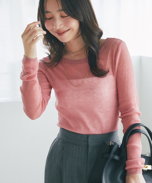 La boutique BonBon（ラブティックボンボン）の「【名品・ヘビロテアイテム】シアースパンコール2WAYリブニット（ニット/セーター・レディース・ブラック/オフホワイト/ピンク/ブラウン・FREE）」の11枚目の写真