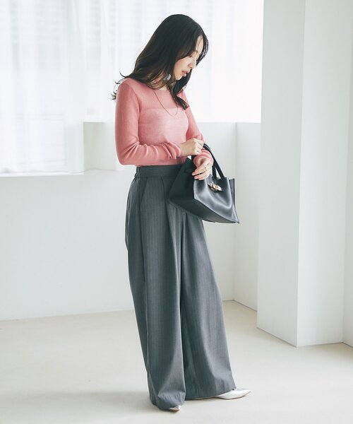 La boutique BonBon（ラブティックボンボン）の「【名品・ヘビロテアイテム】シアースパンコール2WAYリブニット（ニット/セーター・レディース・ブラック/オフホワイト/ピンク/ブラウン・FREE）」の15枚目の写真