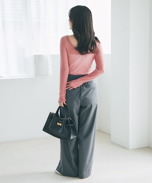 La boutique BonBon（ラブティックボンボン）の「【名品・ヘビロテアイテム】シアースパンコール2WAYリブニット（ニット/セーター・レディース・ブラック/オフホワイト/ピンク/ブラウン・FREE）」の16枚目の写真