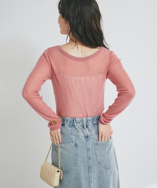 La boutique BonBon（ラブティックボンボン）の「【名品・ヘビロテアイテム】シアースパンコール2WAYリブニット（ニット/セーター・レディース・ブラック/オフホワイト/ピンク/ブラウン・FREE）」の19枚目の写真