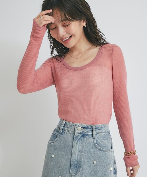 La boutique BonBon（ラブティックボンボン）の「【名品・ヘビロテアイテム】シアースパンコール2WAYリブニット（ニット/セーター・レディース・ブラック/オフホワイト/ピンク/ブラウン・FREE）」の20枚目の写真