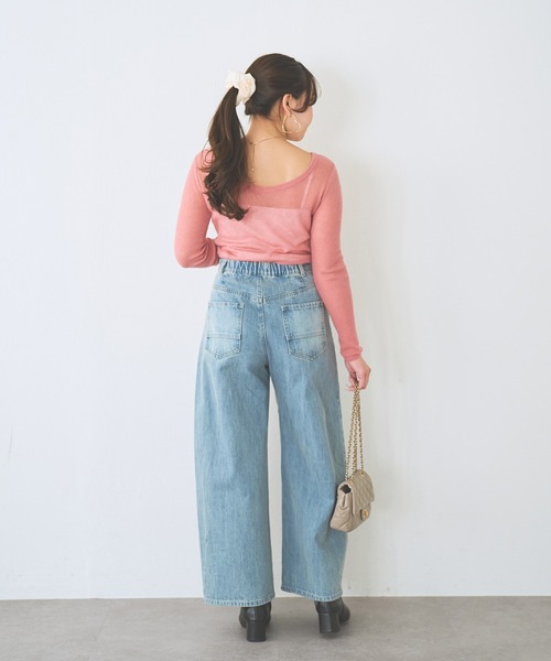 La boutique BonBon（ラブティックボンボン）の「【名品・ヘビロテアイテム】シアースパンコール2WAYリブニット（ニット/セーター・レディース・ブラック/オフホワイト/ピンク/ブラウン・FREE）」の6枚目の写真