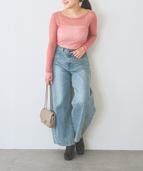 La boutique BonBon（ラブティックボンボン）の「【名品・ヘビロテアイテム】シアースパンコール2WAYリブニット（ニット/セーター・レディース・ブラック/オフホワイト/ピンク/ブラウン・FREE）」の8枚目の写真