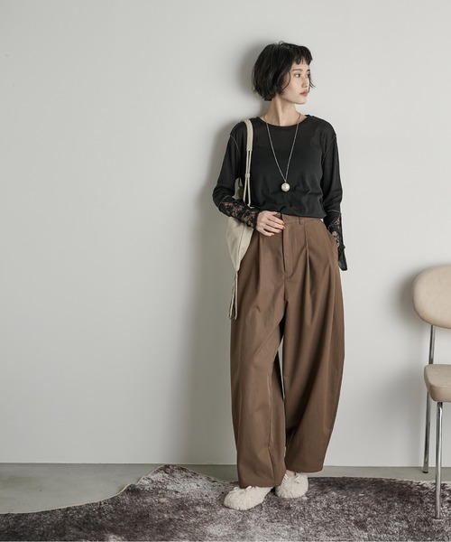 THE YOn（ザヨン）の「袖レースレイヤードシアーロングスリーブPO（Tシャツ/カットソー・レディース・オフホワイト/ブラック/グレー・FREE）」の18枚目の写真