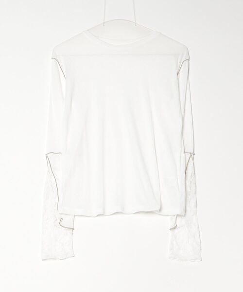 THE YOn（ザヨン）の「袖レースレイヤードシアーロングスリーブPO（Tシャツ/カットソー・レディース・オフホワイト/ブラック/グレー・FREE）」の9枚目の写真