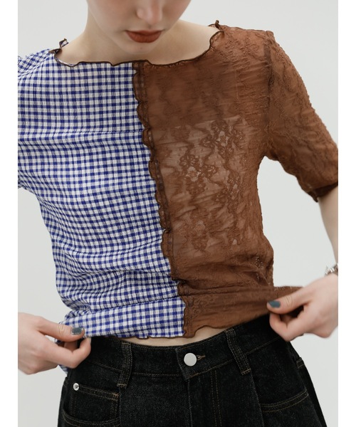 Katrin TOKYO（カトリーントーキョー）の「patchwork mellow tops（Tシャツ/カットソー・レディース・ブルー系その他/オレンジ系その他/アイボリー・XS/FREE）」の3枚目の写真