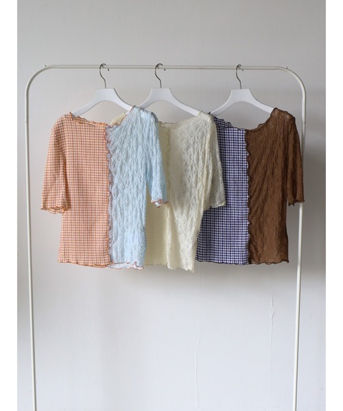 Katrin TOKYO（カトリーントーキョー）の「patchwork mellow tops（Tシャツ/カットソー・レディース・ブルー系その他/オレンジ系その他/アイボリー・XS/FREE）」の5枚目の写真