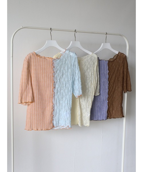 Katrin TOKYO（カトリーントーキョー）の「patchwork mellow tops（Tシャツ/カットソー・レディース・ブルー系その他/オレンジ系その他/アイボリー・XS/FREE）」の6枚目の写真