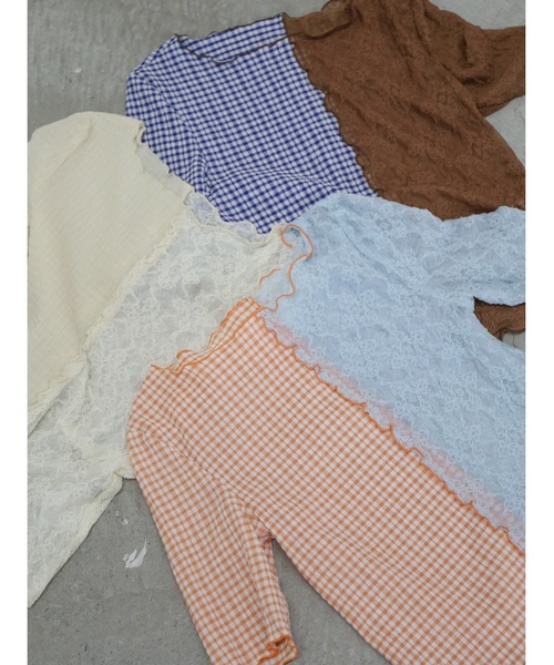 Katrin TOKYO（カトリーントーキョー）の「patchwork mellow tops（Tシャツ/カットソー・レディース・ブルー系その他/オレンジ系その他/アイボリー・XS/FREE）」の4枚目の写真