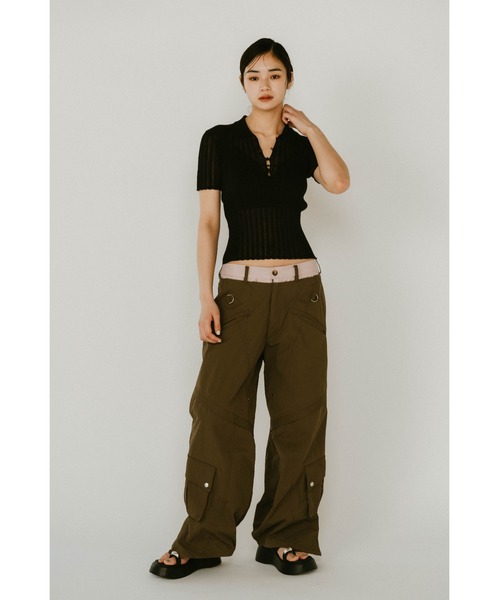 Knuth Marf(クヌースマーフ)の「Knuth Marf sheer polo knit(ニット/セーター・レディース・ブラック/オレンジ/ライトグリーン・FREE)」の7枚目の写真