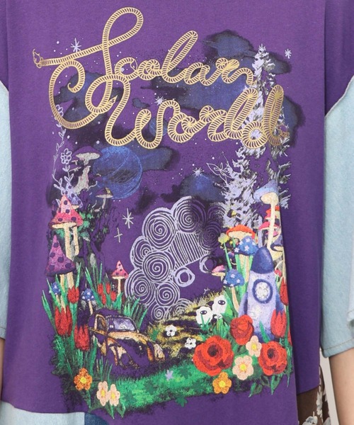 セール】152757：リメイク風デニム切替 花柄ワンピース