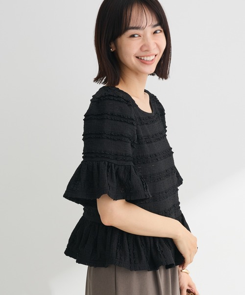 Sugar spoon(シュガースプーン)の「・SUGAR SPOON レースフリルプルオーバー(Tシャツ/カットソー・レディース・オフホワイト/ブラック/ブラウン・FREE)」の2枚目の写真