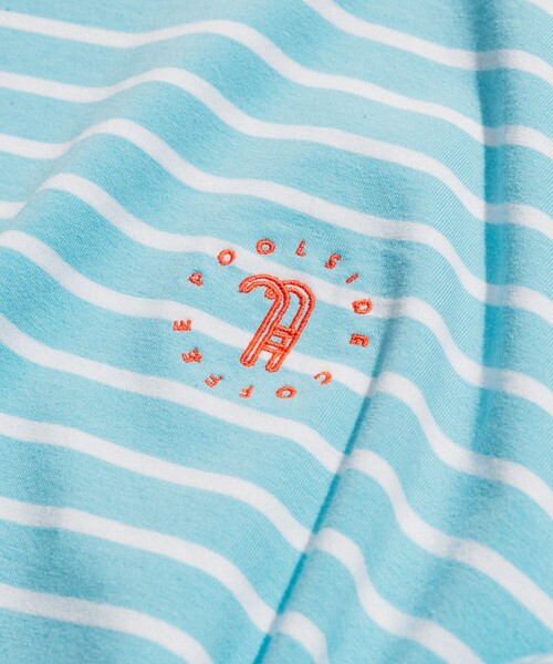tシャツ 別注 POOLSIDE COFFEE ロゴボーダーTシャツ/プールサイドコーヒー/リンガー ボーダーTシャツ/カラーボーダー レディース 別注 POOLSIDE COFFEE ロゴボーダーTシャツ/プールサイド