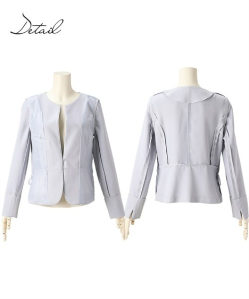 7days Life Styling(セブンデイズライフスタイリング)の「【レディーススーツ】ドビー素材ペプラムノーカラージャケットセットアップスーツ(ジャケット+前後2WAYブラウス+ワイドストレートパンツ)<大きいサイズ有>(スーツセット・レディース・グレー/ネイビー・S/M/L/LL/3L)」の12枚目の写真