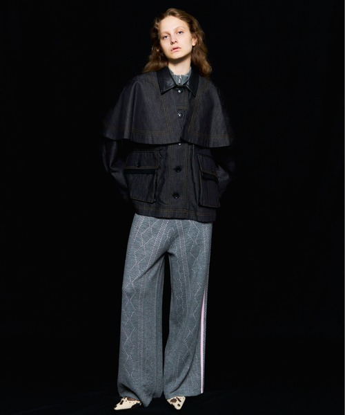 MAISON SPECIAL（メゾンスペシャル）の「Openwork Knitting Track Pants/透かし編みニットトラックパンツ■セットアップ対応■（その他パンツ・レディース・グレー/レッド/ホワイト・36/38）」の5枚目の写真