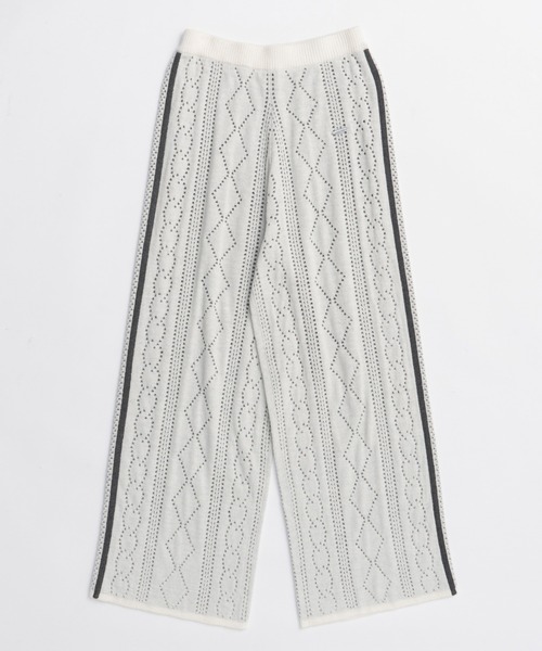 MAISON SPECIAL（メゾンスペシャル）の「Openwork Knitting Track Pants/透かし編みニットトラックパンツ■セットアップ対応■（その他パンツ・レディース・グレー/レッド/ホワイト・36/38）」の12枚目の写真