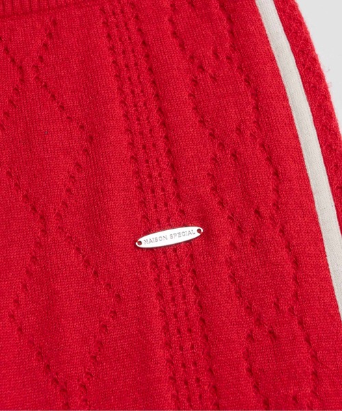 MAISON SPECIAL（メゾンスペシャル）の「Openwork Knitting Track Pants/透かし編みニットトラックパンツ■セットアップ対応■（その他パンツ・レディース・グレー/レッド/ホワイト・36/38）」の16枚目の写真