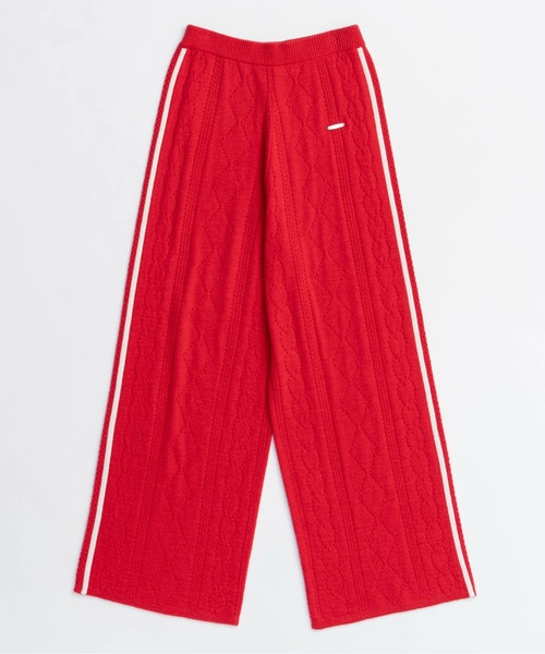 MAISON SPECIAL（メゾンスペシャル）の「Openwork Knitting Track Pants/透かし編みニットトラックパンツ■セットアップ対応■（その他パンツ・レディース・グレー/レッド/ホワイト・36/38）」の14枚目の写真