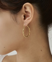 【 金属アレルギー対応 】ツイストフープピアス サージカルステンレス(両耳用)