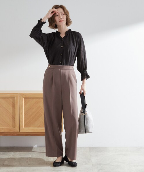 grove（グローブ）の「衿もとすっきり一枚で映える 涼しげ秋色チェックブラウス（シャツ/ブラウス・レディース・ボルドー/ネイビー系1/ブラック/ベージュ系その他5/オフホワイト・02/03/01/04/05）」の11枚目の写真