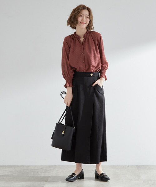 grove（グローブ）の「衿もとすっきり一枚で映える 涼しげ秋色チェックブラウス（シャツ/ブラウス・レディース・ボルドー/ネイビー系1/ブラック/ベージュ系その他5/オフホワイト・02/03/01/04/05）」の15枚目の写真