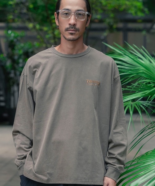 THRASHER(スラッシャー)の「GONZ ART PIGMENT L/S T-SHIRTS/THRASHER スラッシャーゴンズアート刺繍ピグメント加工長袖Tシャツ(Tシャツ/カットソー・メンズ・チャコールグレー/ブラウン・X-LARGE/LARGE/MEDIUM)」の6枚目の写真