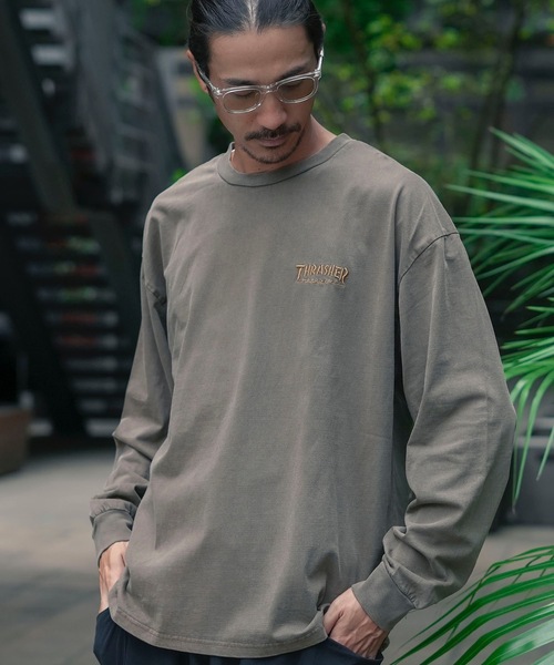 THRASHER(スラッシャー)の「GONZ ART PIGMENT L/S T-SHIRTS/THRASHER スラッシャーゴンズアート刺繍ピグメント加工長袖Tシャツ(Tシャツ/カットソー・メンズ・チャコールグレー/ブラウン・X-LARGE/LARGE/MEDIUM)」の5枚目の写真