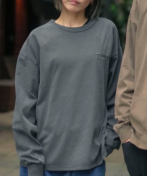 THRASHER(スラッシャー)の「GONZ ART PIGMENT L/S T-SHIRTS/THRASHER スラッシャーゴンズアート刺繍ピグメント加工長袖Tシャツ(Tシャツ/カットソー・メンズ・チャコールグレー/ブラウン・X-LARGE/LARGE/MEDIUM)」の11枚目の写真