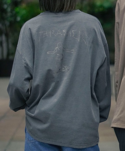THRASHER(スラッシャー)の「GONZ ART PIGMENT L/S T-SHIRTS/THRASHER スラッシャーゴンズアート刺繍ピグメント加工長袖Tシャツ(Tシャツ/カットソー・メンズ・チャコールグレー/ブラウン・X-LARGE/LARGE/MEDIUM)」の10枚目の写真