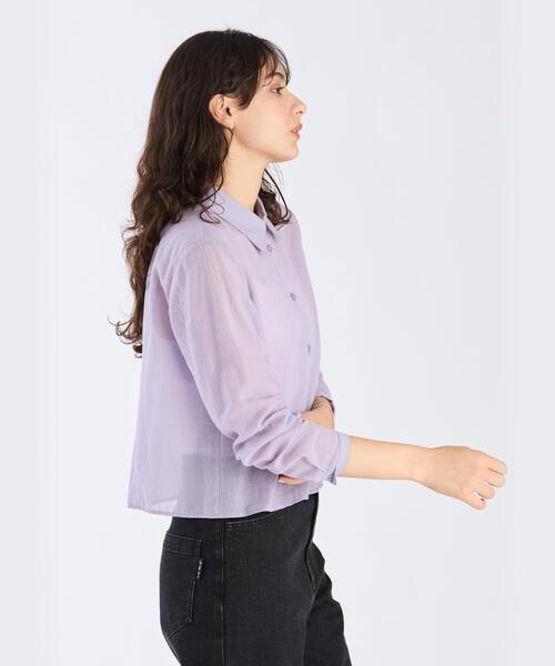 To b. by agnes b.(トゥービーバイアニエスベー)の「シアー コットン ロングスリーブ シャツ(シャツ/ブラウス・レディース・パープル系その他・36/40/38)」の4枚目の写真