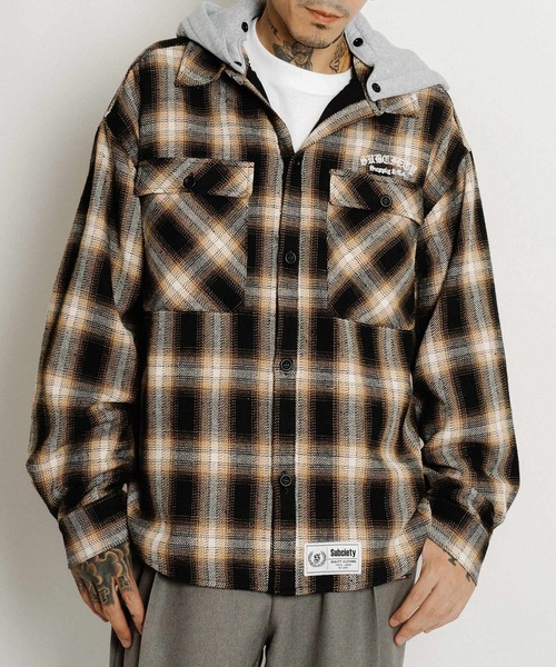 Subciety（サブサエティ）の「Detachable hood plaid jkt（ブルゾン・メンズ・ホワイト/レッド/ブラック・SMALL/X-LARGE/LARGE/MEDIUM）」の2枚目の写真