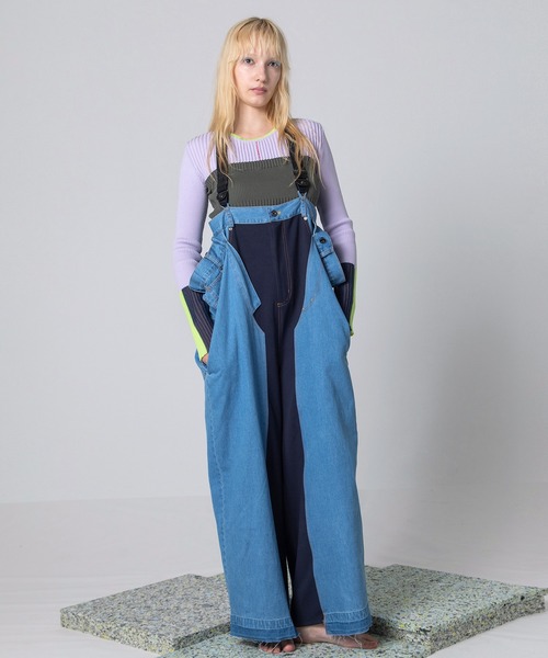 【新品タグ付き】AULA AILAオーバーオール風ロングスカート AULA AILA/アウラアイラ/DENIM COMBINATION JUMPER SKIRT