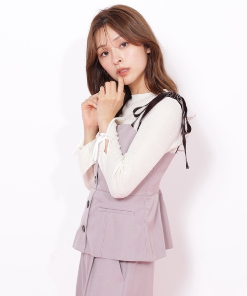 JILL by JILL STUART（ジルバイジルスチュアート）の「◇＜セットアップ対応＞ベーシックツイルベロアリボンビスチェ（シャツ/ブラウス・レディース・グレー/ブラウン・FREE）」の14枚目の写真