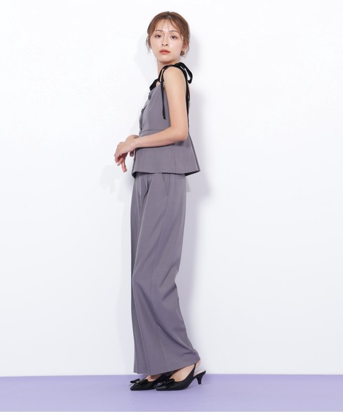 JILL by JILL STUART（ジルバイジルスチュアート）の「◇＜セットアップ対応＞ベーシックツイルベロアリボンビスチェ（シャツ/ブラウス・レディース・グレー/ブラウン・FREE）」の7枚目の写真