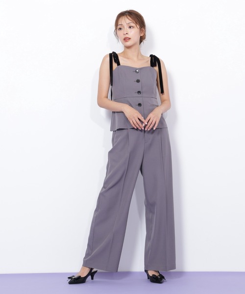 JILL by JILL STUART（ジルバイジルスチュアート）の「◇＜セットアップ対応＞ベーシックツイルベロアリボンビスチェ（シャツ/ブラウス・レディース・グレー/ブラウン・FREE）」の8枚目の写真