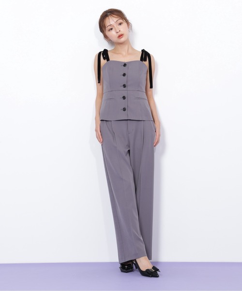 JILL by JILL STUART（ジルバイジルスチュアート）の「◇＜セットアップ対応＞ベーシックツイルベロアリボンビスチェ（シャツ/ブラウス・レディース・グレー/ブラウン・FREE）」の9枚目の写真