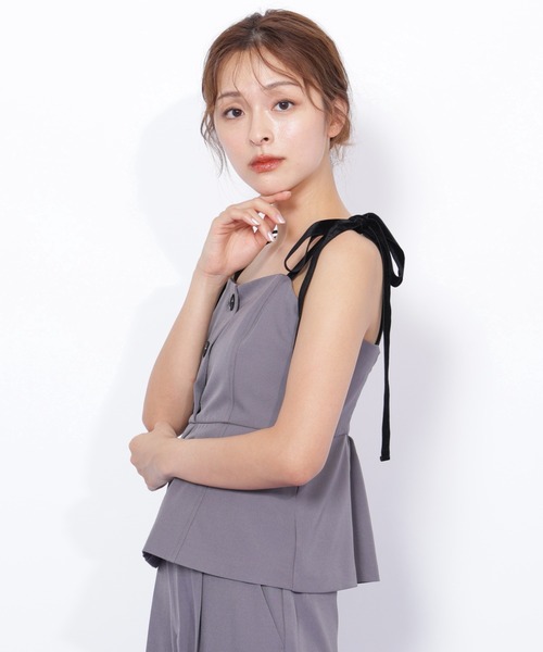 JILL by JILL STUART（ジルバイジルスチュアート）の「◇＜セットアップ対応＞ベーシックツイルベロアリボンビスチェ（シャツ/ブラウス・レディース・グレー/ブラウン・FREE）」の6枚目の写真