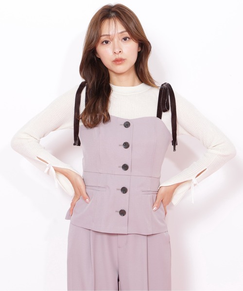 JILL by JILL STUART（ジルバイジルスチュアート）の「◇＜セットアップ対応＞ベーシックツイルベロアリボンビスチェ（シャツ/ブラウス・レディース・グレー/ブラウン・FREE）」の12枚目の写真
