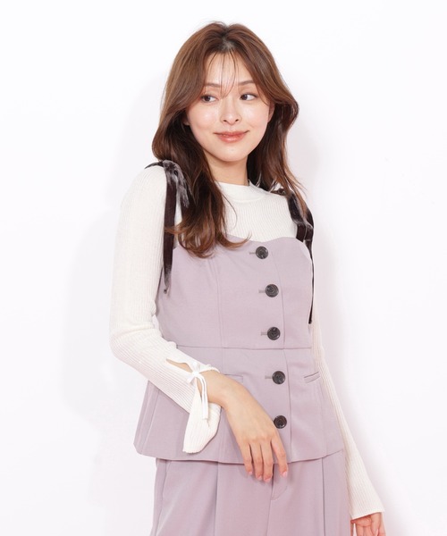 JILL by JILL STUART（ジルバイジルスチュアート）の「◇＜セットアップ対応＞ベーシックツイルベロアリボンビスチェ（シャツ/ブラウス・レディース・グレー/ブラウン・FREE）」の13枚目の写真