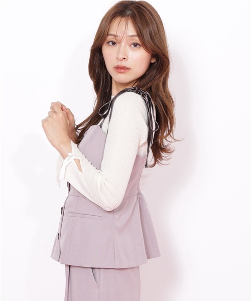 JILL by JILL STUART（ジルバイジルスチュアート）の「◇＜セットアップ対応＞ベーシックツイルベロアリボンビスチェ（シャツ/ブラウス・レディース・グレー/ブラウン・FREE）」の15枚目の写真