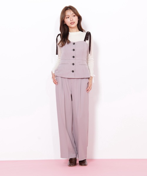 JILL by JILL STUART（ジルバイジルスチュアート）の「◇＜セットアップ対応＞ベーシックツイルベロアリボンビスチェ（シャツ/ブラウス・レディース・グレー/ブラウン・FREE）」の16枚目の写真